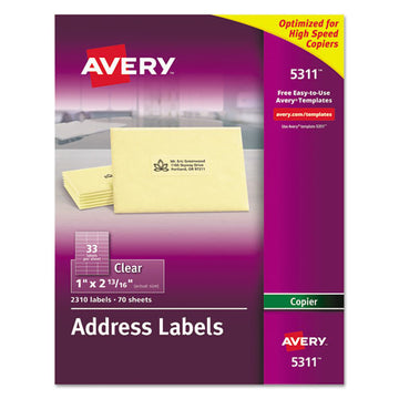 Avery® Copier Mailing Labels, Copiers, 1 X 2.81, Clear, 33-sheet, 70 Sheets-pack freeshipping - TVN Wholesale